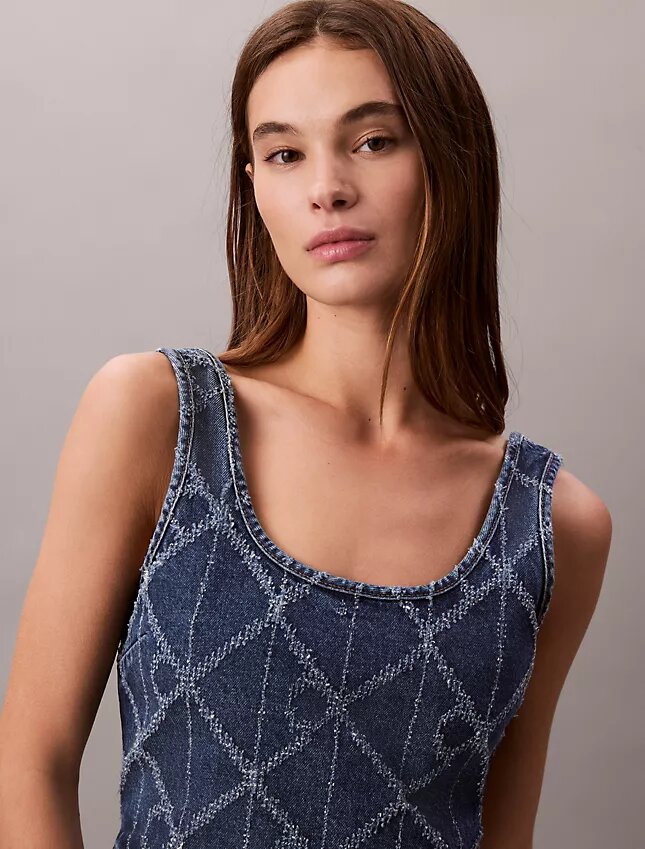 Canotta corta in Denim con Monogram su tutta la superficie Canotta corta in Denim con Monogram su tutta la superficie