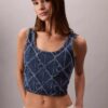 Canotta corta in Denim con Monogram su tutta la superficie Canotta corta in Denim con Monogram su tutta la superficie