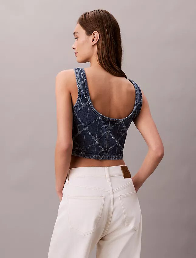Canotta corta in Denim con Monogram su tutta la superficie Canotta corta in Denim con Monogram su tutta la superficie