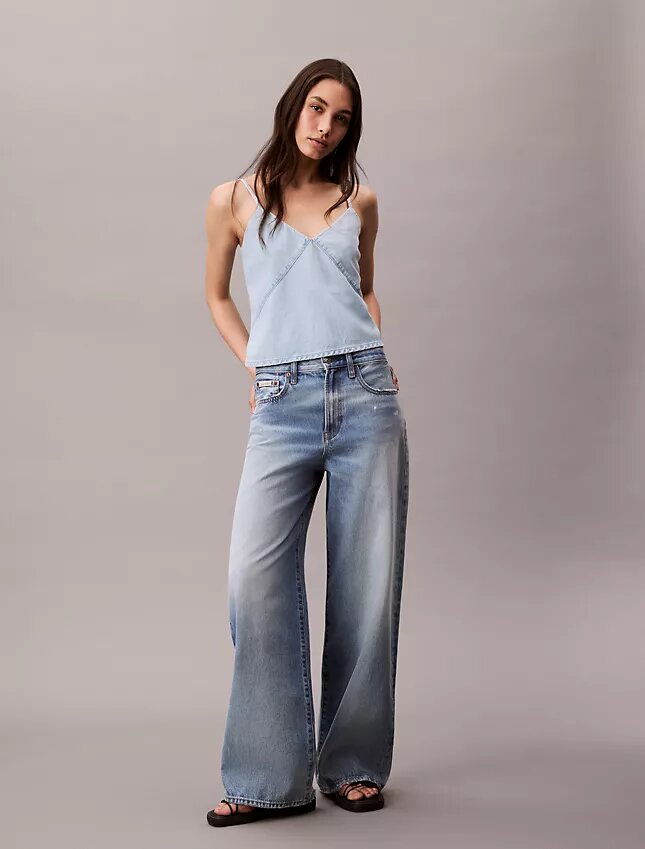 Canotta in Denim misto cotone e lino Canotta in Denim misto cotone e lino