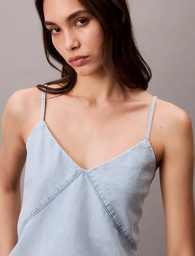 Canotta in Denim misto cotone e lino Canotta in Denim misto cotone e lino