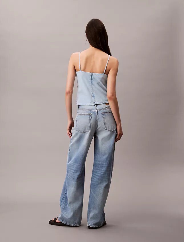 Canotta in Denim misto cotone e lino Canotta in Denim misto cotone e lino