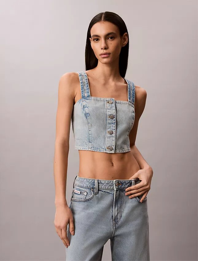 Canotta in denim stile camionista Canotta in denim stile camionista