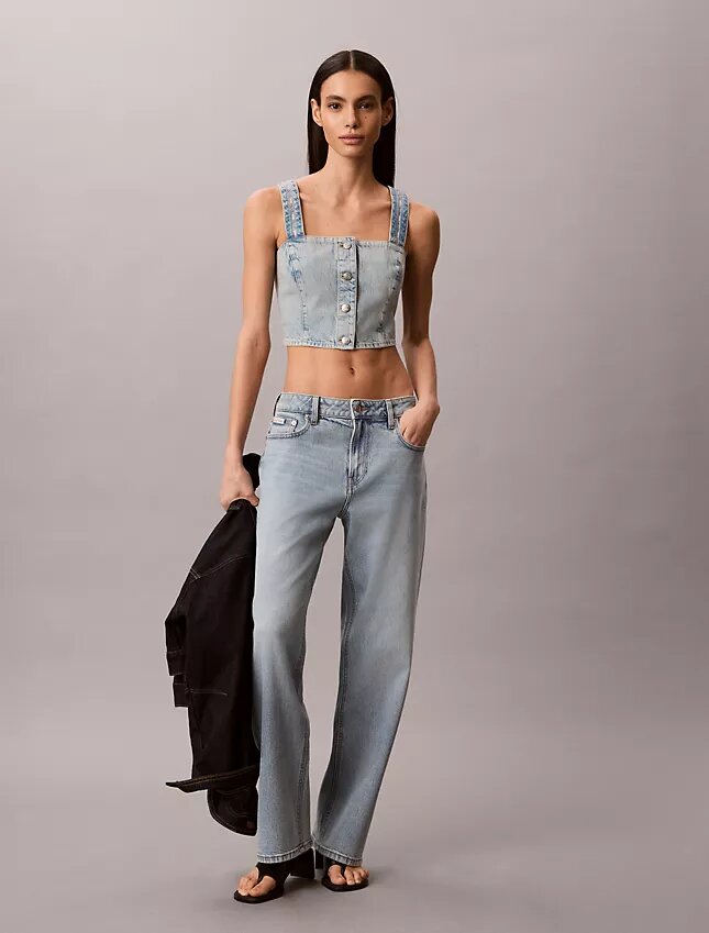 Canotta in denim stile camionista Canotta in denim stile camionista