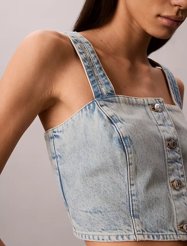 Canotta in denim stile camionista Canotta in denim stile camionista
