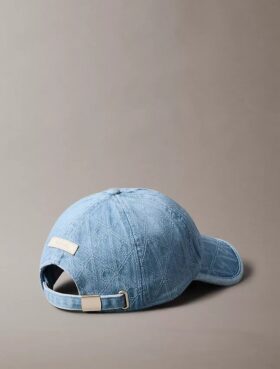 Cappellino da baseball con logo emblema su tutta la superficie in Denim