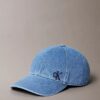 Cappellino da baseball in Denim lavato con logo ricamato Cappellino da baseball in Denim lavato con logo ricamato