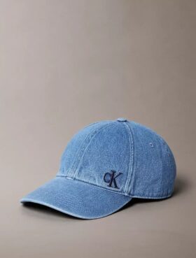 Cappellino da baseball in Denim lavato con logo ricamato