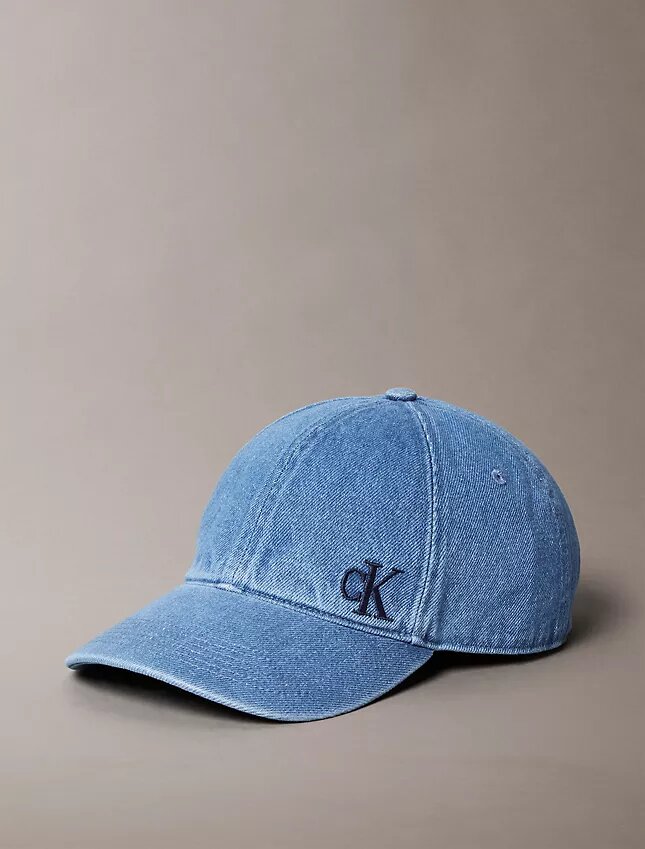 Cappellino da baseball in Denim lavato con logo ricamato Cappellino da baseball in Denim lavato con logo ricamato