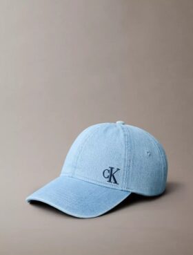 Cappellino da baseball in Denim lavato con logo ricamato