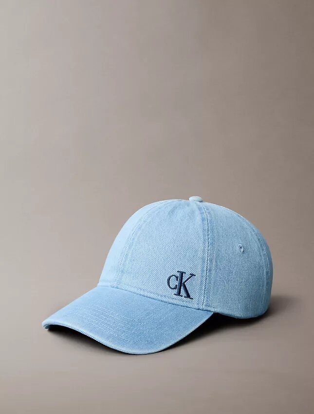 Cappellino da baseball in Denim lavato con logo ricamato Cappellino da baseball in Denim lavato con logo ricamato