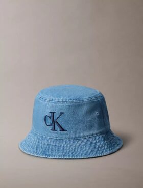 Cappello a secchiello in Denim lavato con logo ricamato