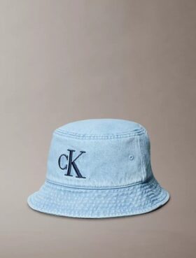Cappello a secchiello in Denim lavato con logo ricamato