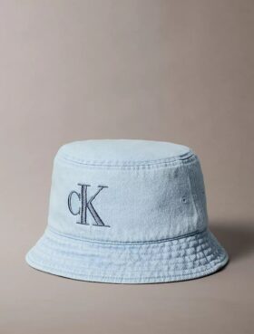 Cappello a secchiello in Denim lavato con logo ricamato