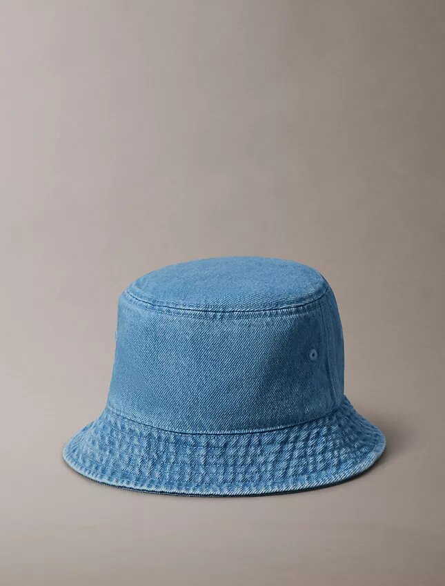 Cappello a secchiello in Denim lavato con logo ricamato Cappello a secchiello in Denim lavato con logo ricamato