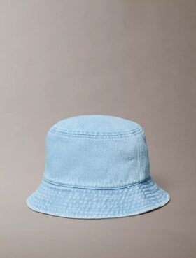 Cappello a secchiello in Denim lavato con logo ricamato