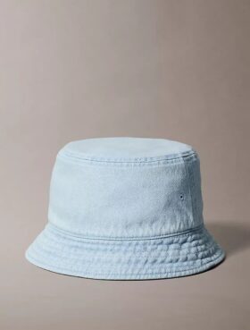 Cappello a secchiello in Denim lavato con logo ricamato