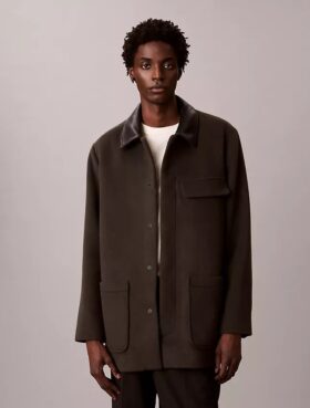 Cappotto da auto in misto lana Melton