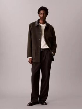 Cappotto da auto in misto lana Melton