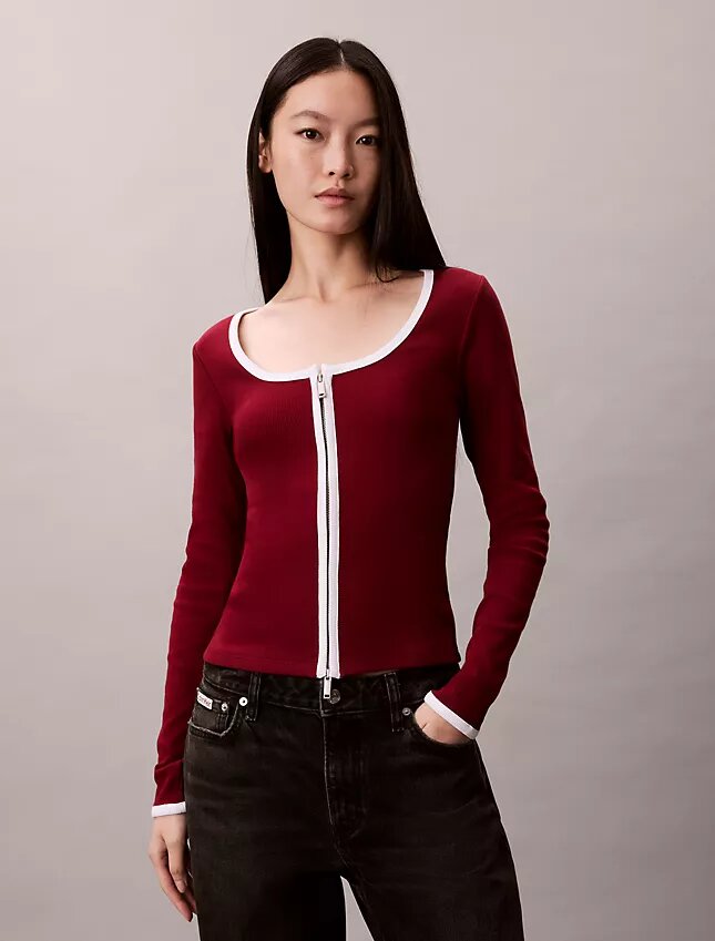 Cardigan a coste con bordi a contrasto Cardigan a coste con bordi a contrasto