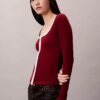 Cardigan a coste con bordi a contrasto Cardigan a coste con bordi a contrasto