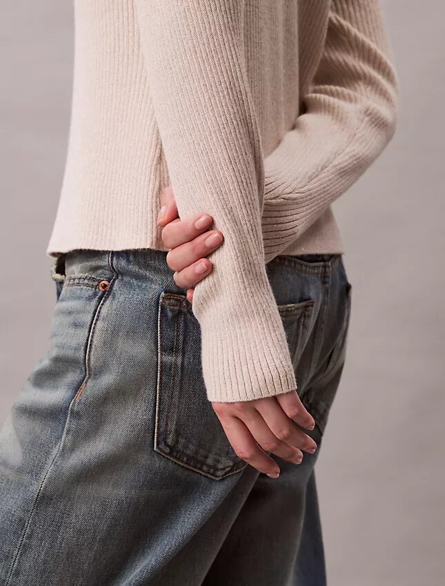 Cardigan a coste in misto lana merino e lurex Cardigan a coste in misto lana merino e lurex