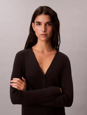 Cardigan a coste in morbido cotone