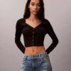 Cardigan corto a costine