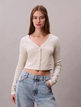 Cardigan corto a costine