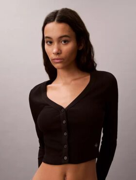 Cardigan corto a costine