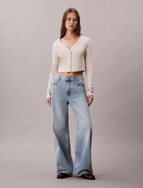 Cardigan corto a costine