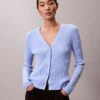 Cardigan in maglia a coste variegata