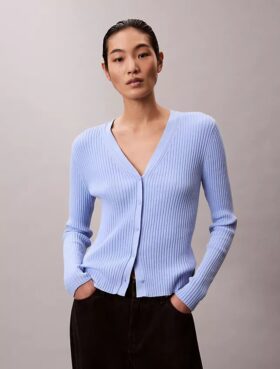 Cardigan in maglia a coste variegata