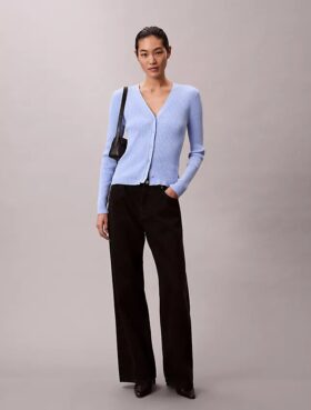 Cardigan in maglia a coste variegata
