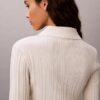 Cardigan polo in cotone a costine liscio Cardigan polo in cotone a costine liscio