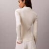 Cardigan polo in cotone a costine liscio Cardigan polo in cotone a costine liscio