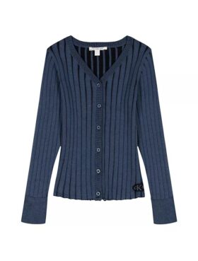 Cardigan slim a coste larghe da bambina
