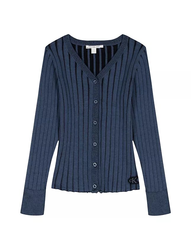 Cardigan slim a coste larghe da bambina Cardigan slim a coste larghe da bambina