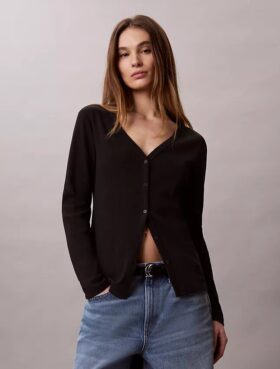 Cardigan slim a coste sottili Monologo