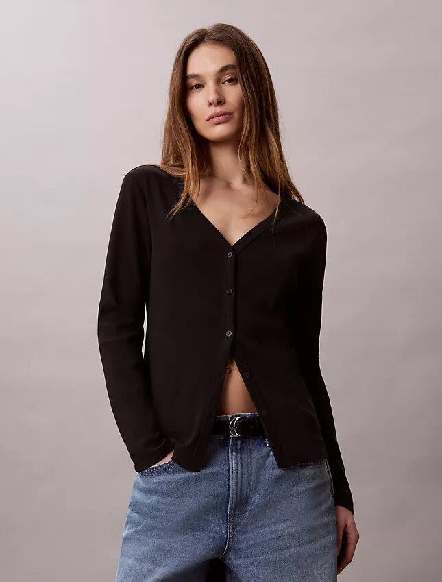 Cardigan slim a coste sottili Monologo Cardigan slim a coste sottili Monologo