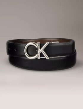 Cintura da cerimonia reversibile con placca con logo Ck