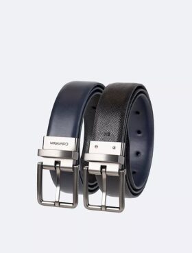 Cintura da cerimonia reversibile in pelle Saffiano