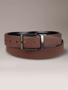 Cintura da cerimonia reversibile in pelle Saffiano