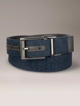Cintura reversibile con logo jacquard