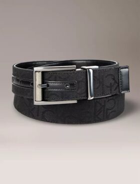 Cintura reversibile con logo jacquard