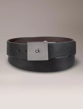Cintura reversibile con placca logo quadrata