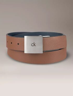 Cintura reversibile con placca logo quadrata