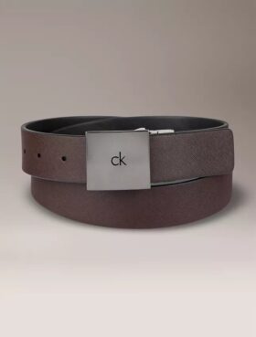 Cintura reversibile con placca logo quadrata