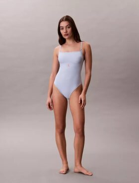 Costume da bagno intero con monogramma grafico