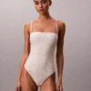 Costume da bagno intero senza spalline a tinta unita